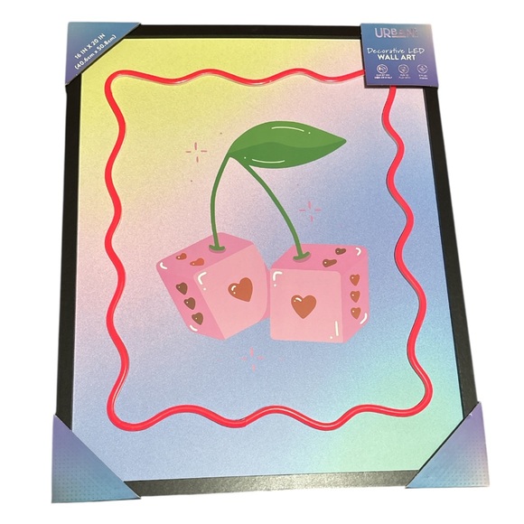 Neon Cherry Wall Art with Pink LED Lights - Picture 2 of 4